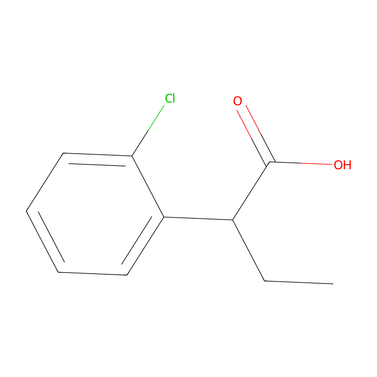 2-(2-Chlorophenyl)butanoic acid molecular structure, CAS 188014-56-4