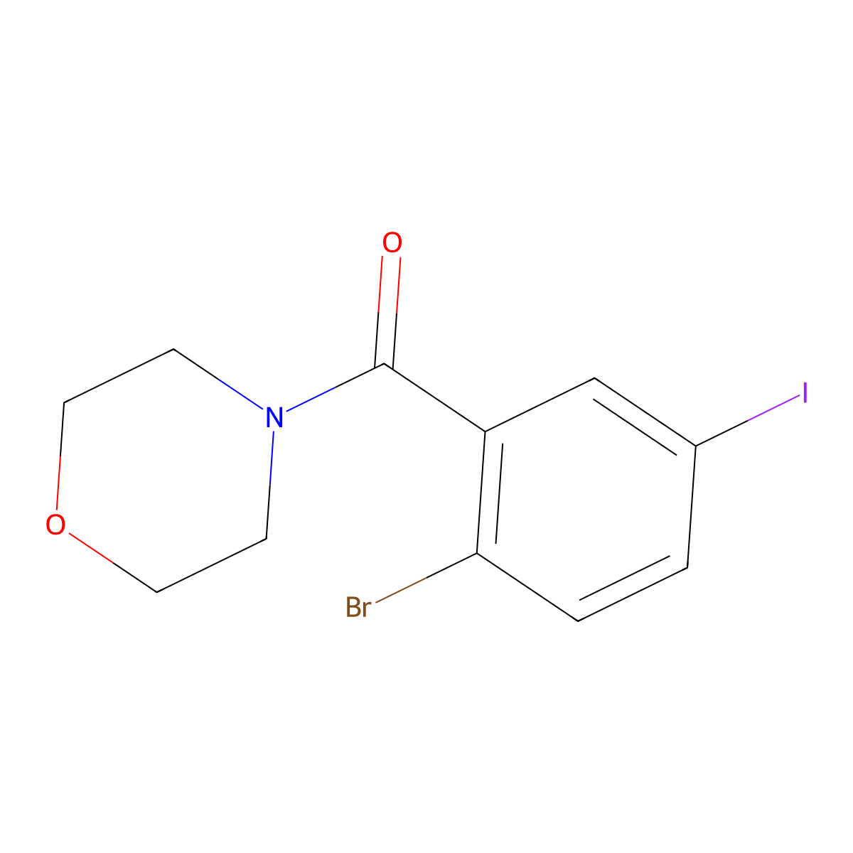 (2-Bromo-5-iodophenyl)(morpholino)methanone molecular structure, CAS 1880156-66-0