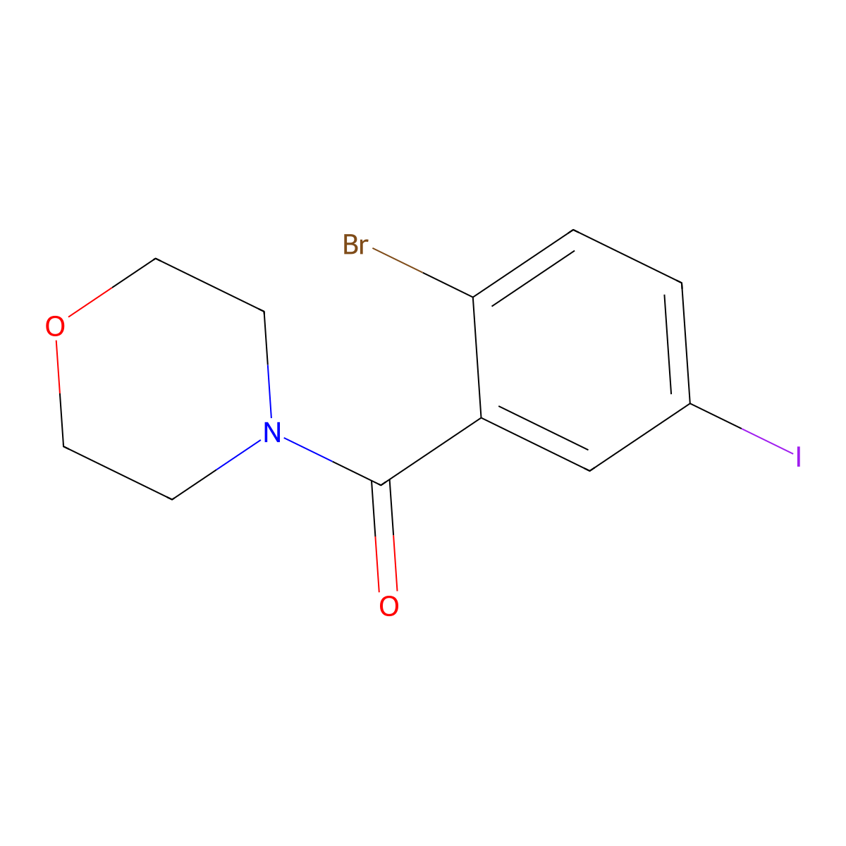 (2-Bromo-5-iodophenyl)(morpholino)methanone molecular structure, CAS 1880156-66-0