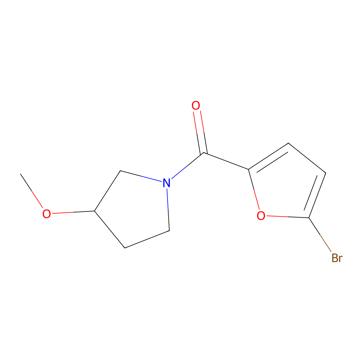 1-(5-Bromofuran-2-carbonyl)-3-methoxypyrrolidine molecular structure, CAS 1880161-97-6