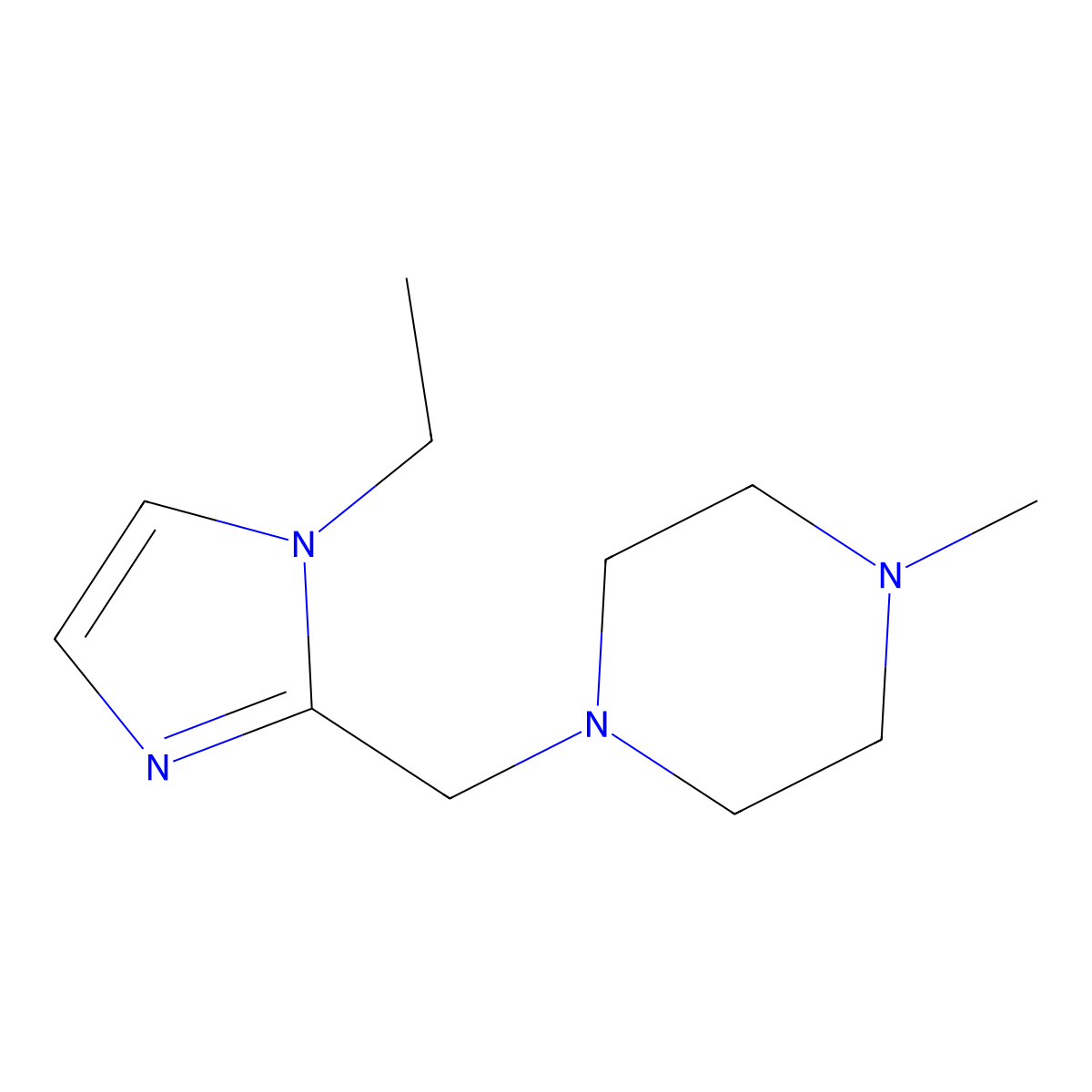 1-((1-ethyl-1H-imidazol-2-yl)methyl)-4-methylpiperazine molecular structure, CAS 1880193-61-2