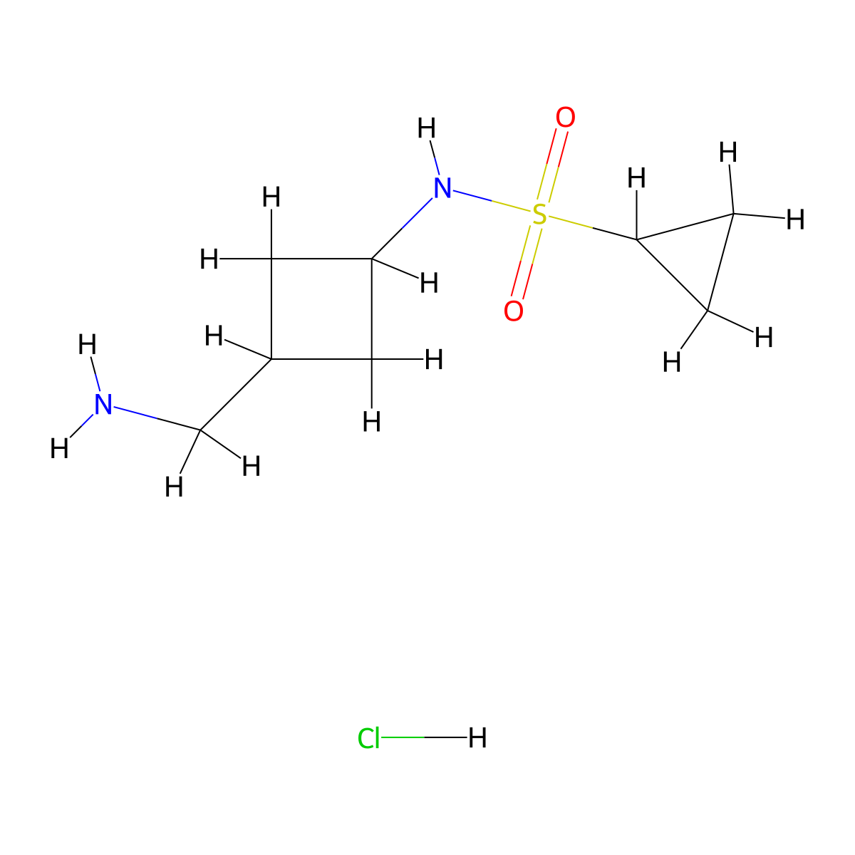 N-[3-(aminomethyl)cyclobutyl]cyclopropanesulfonamide hydrochloride, Mixture of diastereomers molecular structure, CAS 1880221-20-4