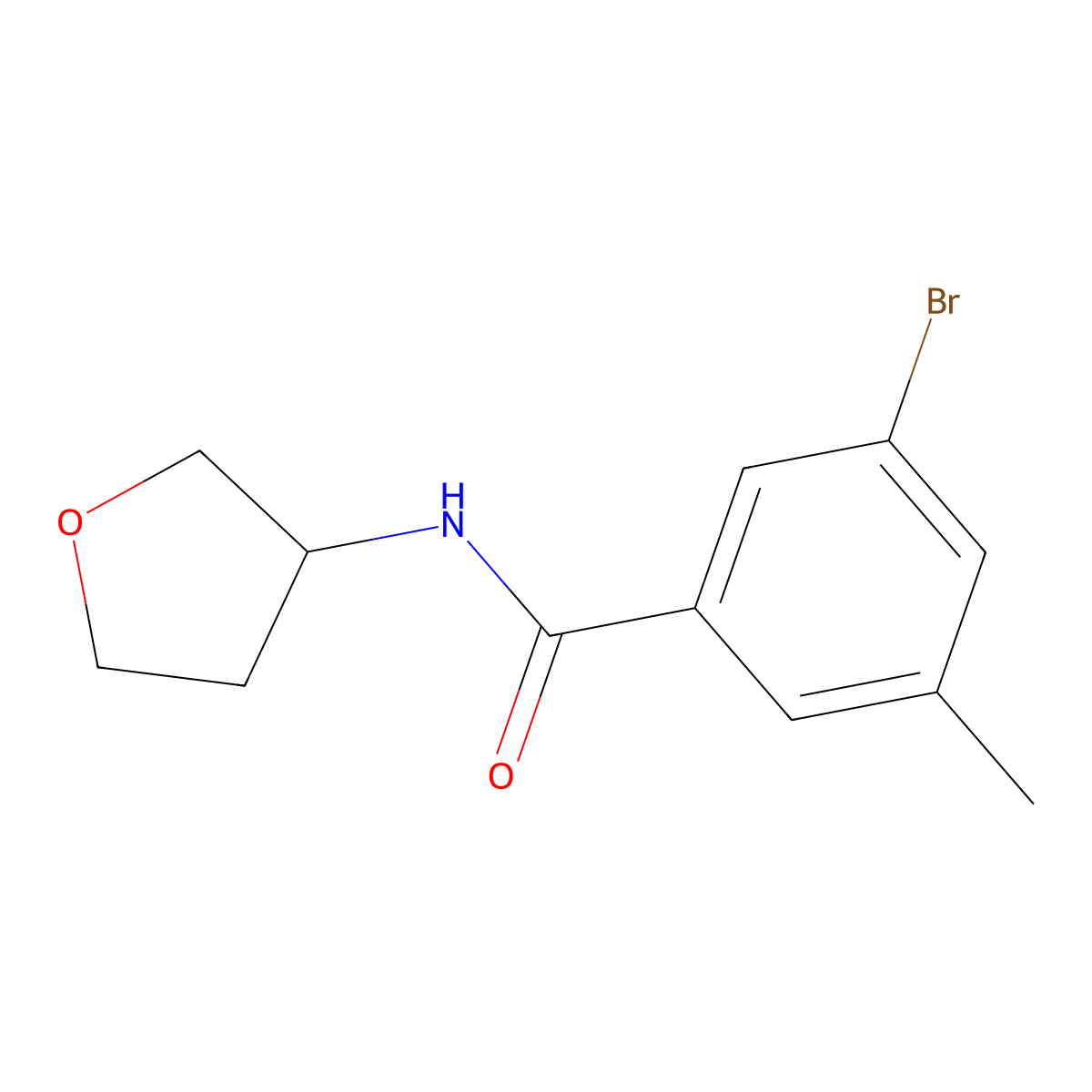 3-Bromo-5-methyl-N-(tetrahydrofuran-3-yl)benzamide molecular structure, CAS 1880233-49-7