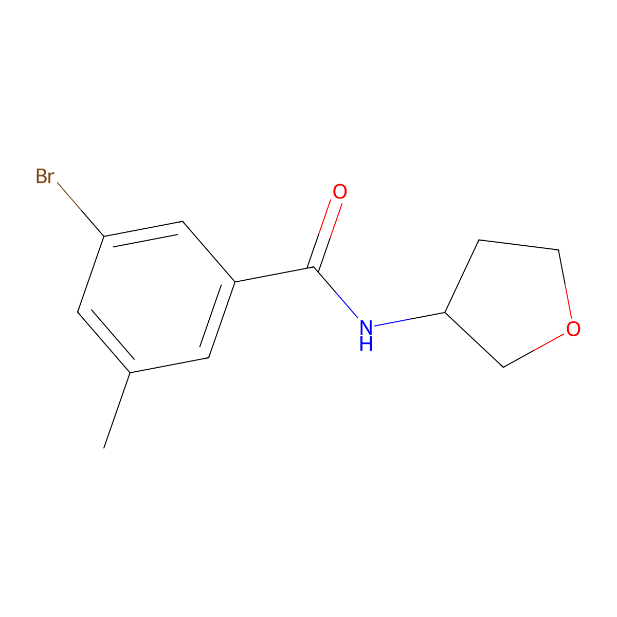 3-Bromo-5-methyl-N-(tetrahydrofuran-3-yl)benzamide molecular structure, CAS 1880233-49-7