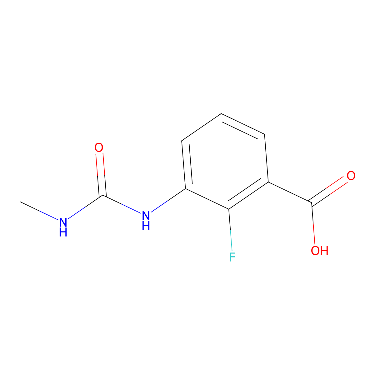 2-Fluoro-3-[(methylcarbamoyl)amino]benzoicacid molecular structure, CAS 1880251-11-5