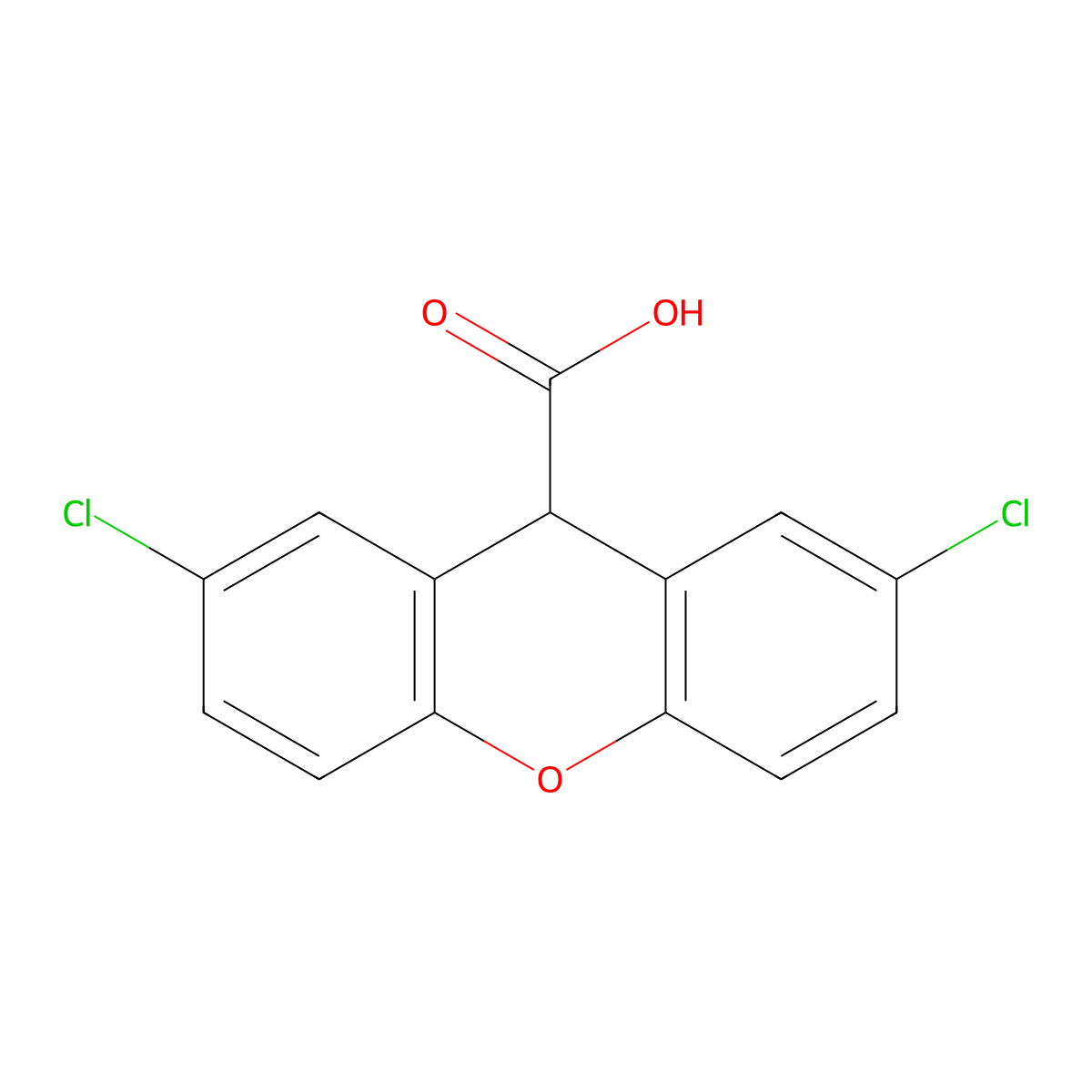 2,7-Dichloro-9H-xanthene-9-carboxylic acid molecular structure, CAS 188027-95-4