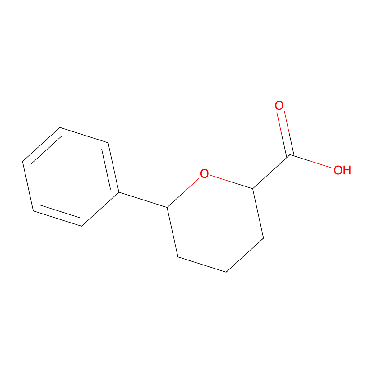 6-phenyloxane-2-carboxylic acid, Mixture of diastereomers molecular structure, CAS 1880275-37-5