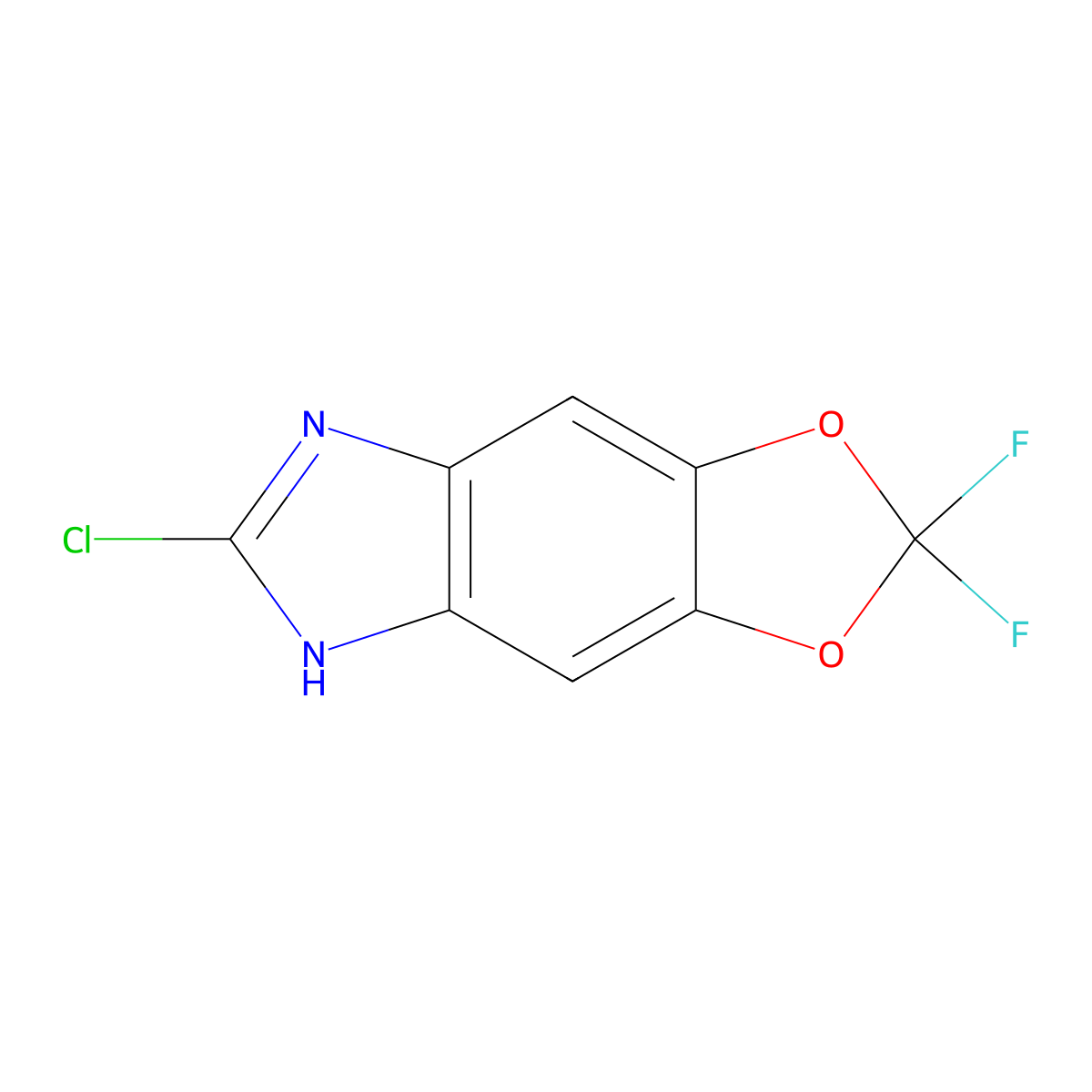 6-chloro-2,2-difluoro-5H-[1,3]dioxolo[4,5-f]benzimidazole molecular structure, CAS 188028-13-9