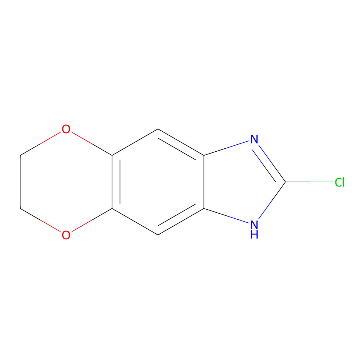 5-Chloro-10,13-dioxa-4,6-diazatricyclo[7.4.0.0,3,7]trideca-1(9),2,4,7-tetraene molecular structure, CAS 188028-20-8