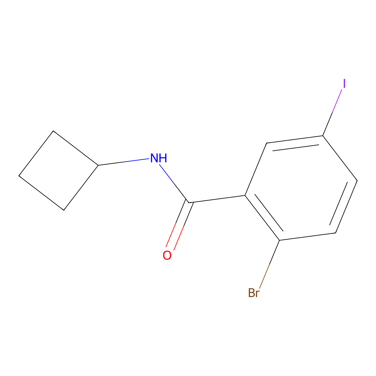 2-Bromo-N-cyclobutyl-5-iodobenzamide molecular structure, CAS 1880297-66-4