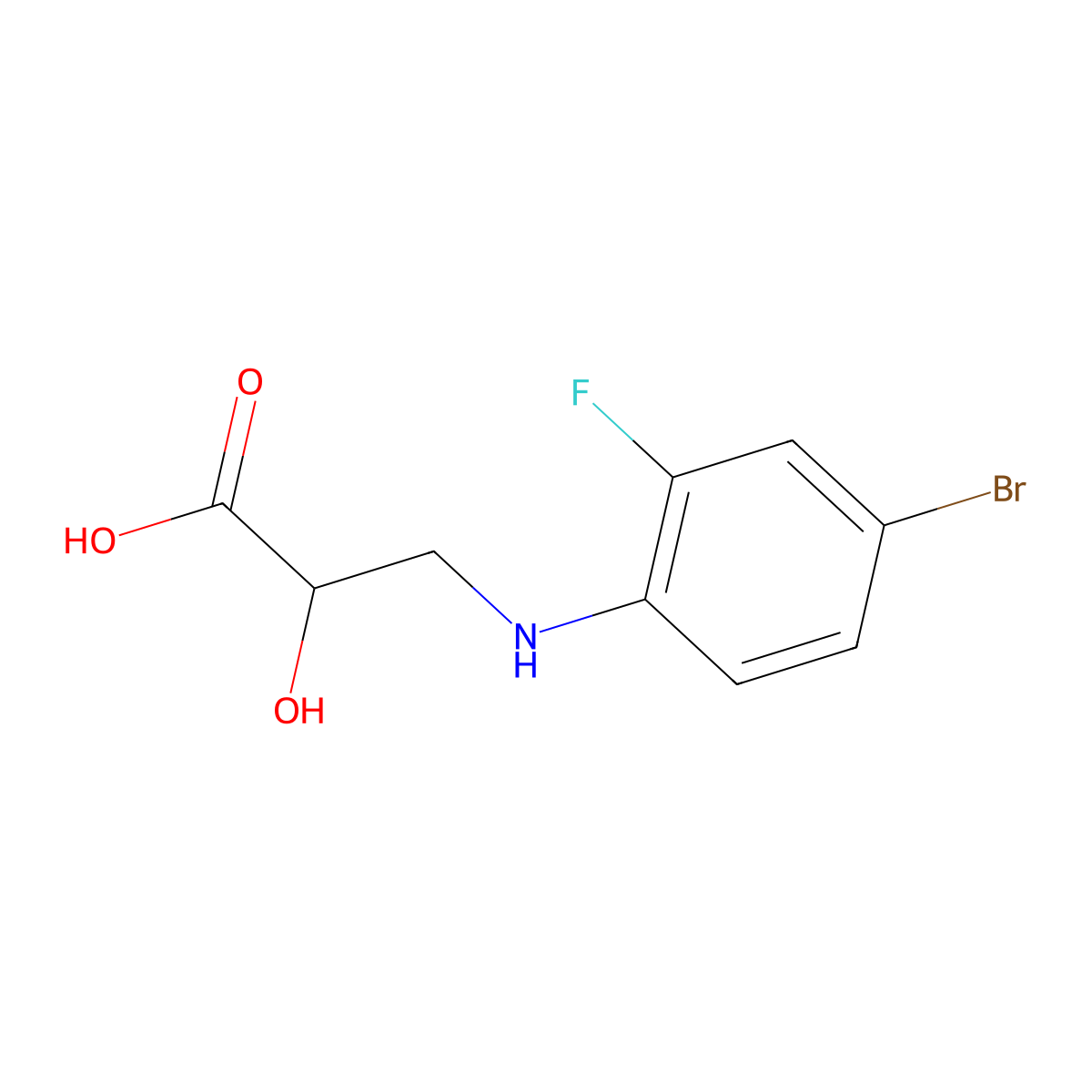 3-[(4-Bromo-2-fluorophenyl)amino]-2-hydroxypropanoic acid molecular structure, CAS 1880323-43-2