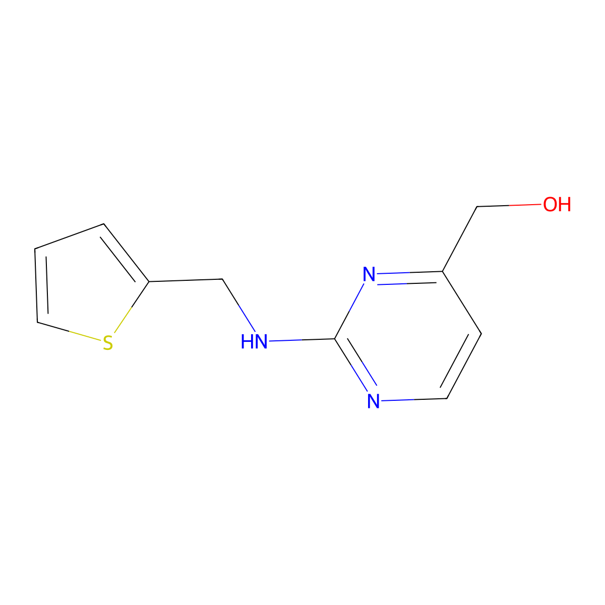 (2-{[(Thiophen-2-yl)methyl]amino}pyrimidin-4-yl)methanol molecular structure, CAS 1880403-72-4