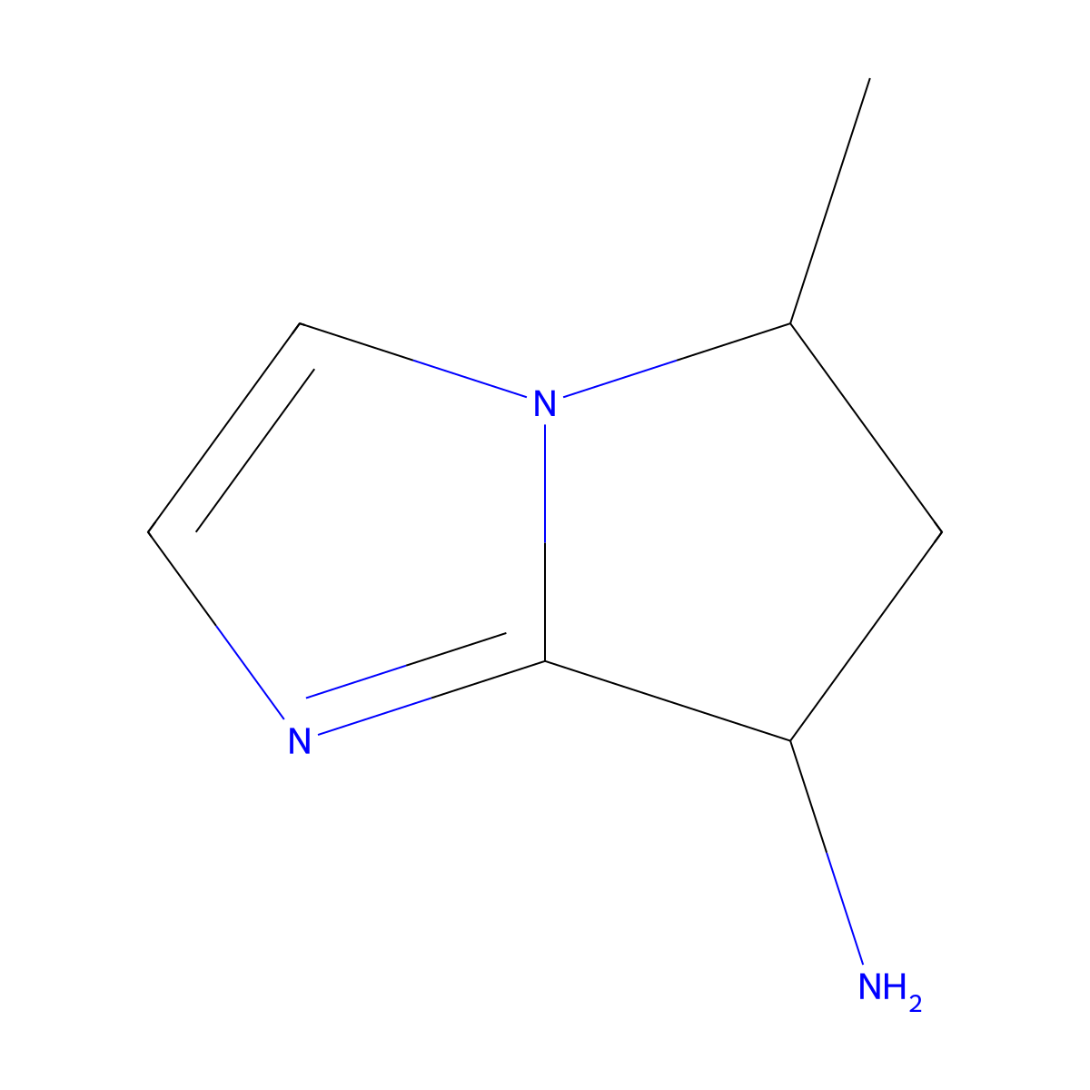 5-methyl-5H,6H,7H-pyrrolo(1,2-a)imidazol-7-amine molecular structure, CAS 1880457-10-2