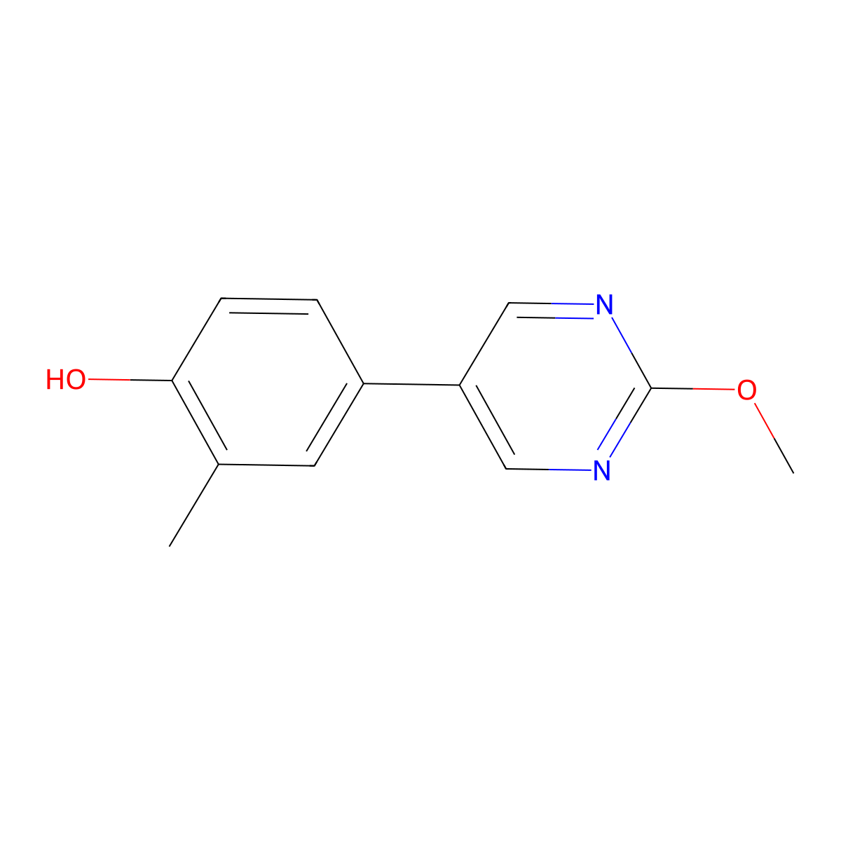 4-(2-Methoxy-5-pyrimidinyl)-2-methylphenol molecular structure, CAS 1880463-88-6