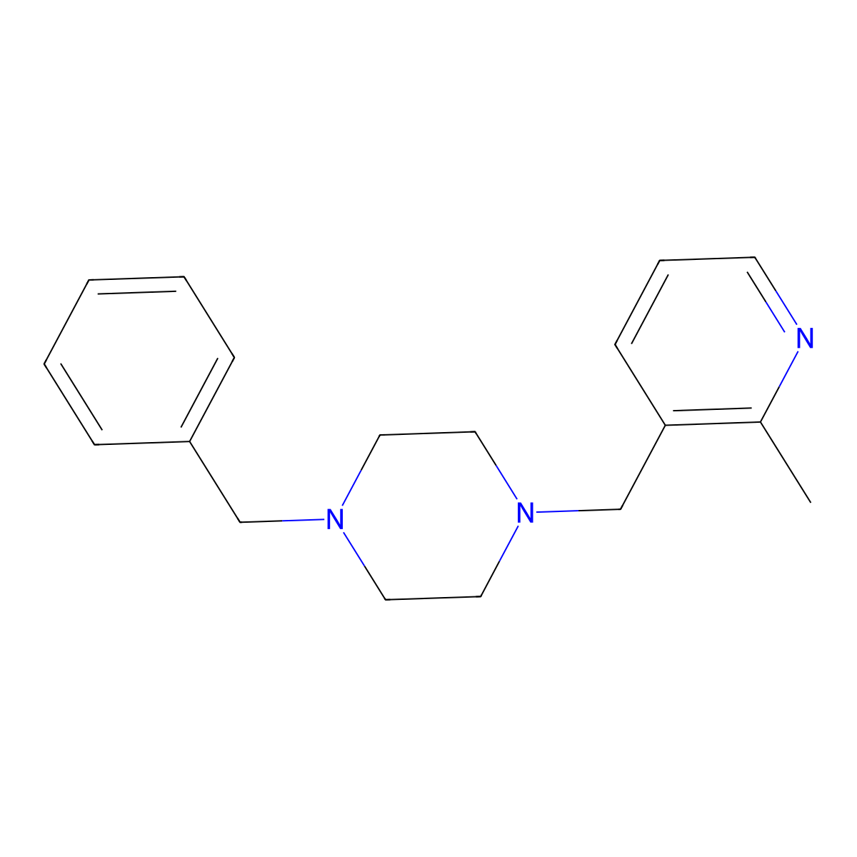 1-Benzyl-4-[(2-methylpyridin-3-yl)methyl]piperazine molecular structure, CAS 1880484-45-6