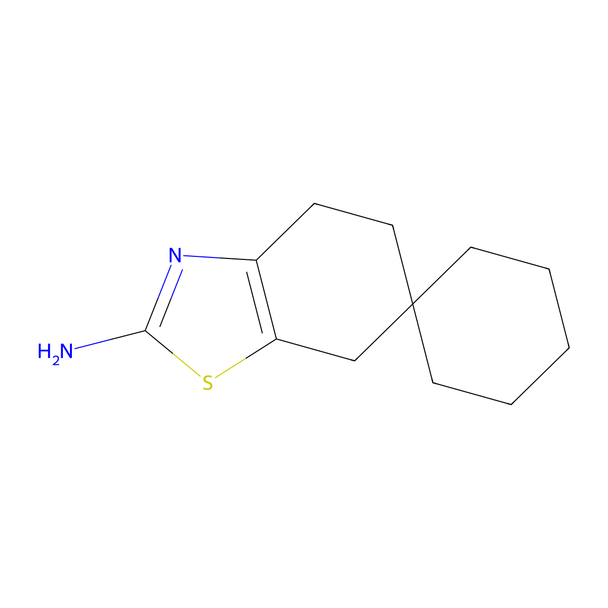 5,7-dihydro-4H-spiro[1,3-benzothiazole-6,1'-cyclohexane]-2-amine molecular structure, CAS 188051-12-9