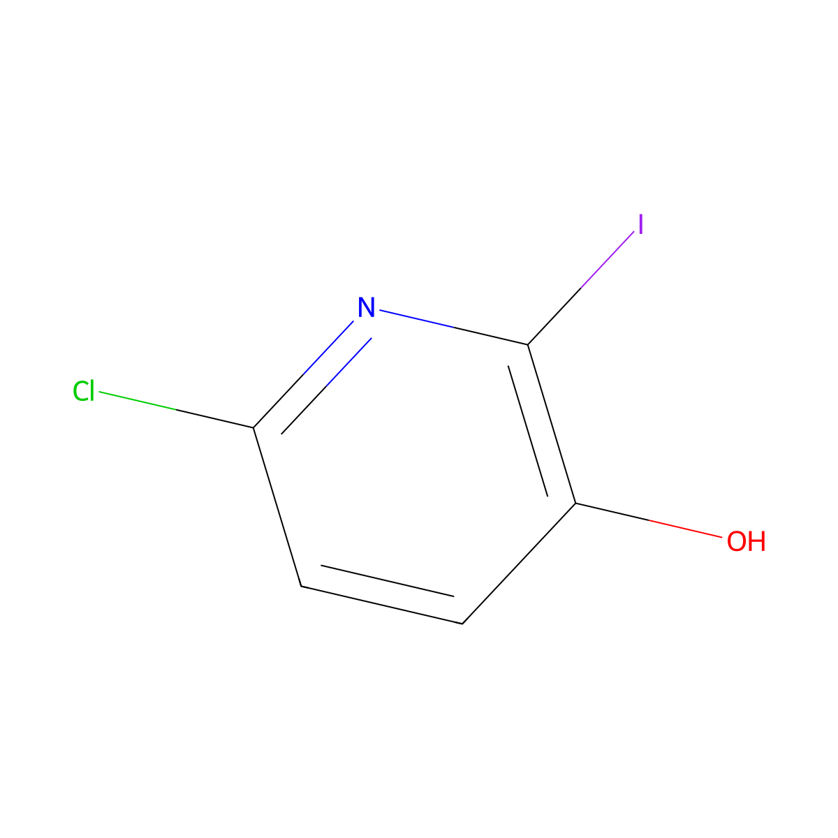 6-Chloro-2-iodo-3-hydroxypyridine molecular structure, CAS 188057-26-3