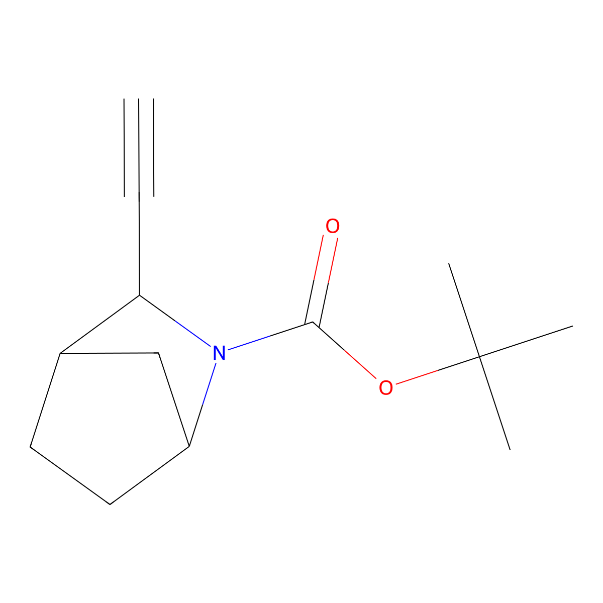 tert-butyl (1R,3S,4S)-3-ethynyl-2-azabicyclo[2.2.1]heptane-2-carboxylate molecular structure, CAS 188057-47-8