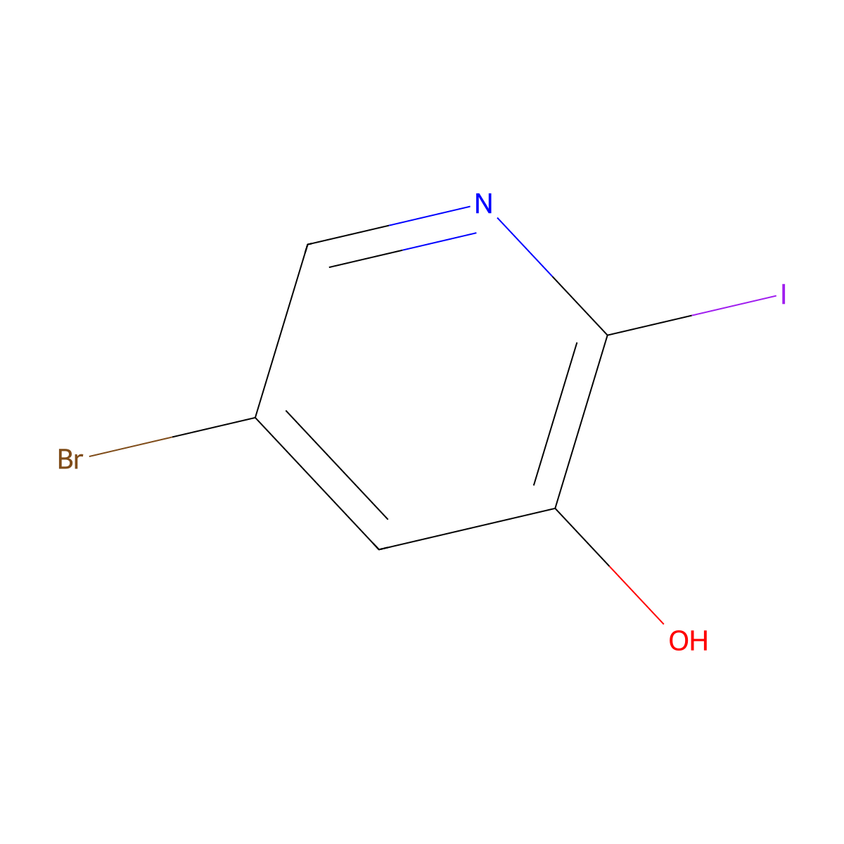 5-Bromo-2-iodopyridin-3-ol molecular structure, CAS 188057-49-0