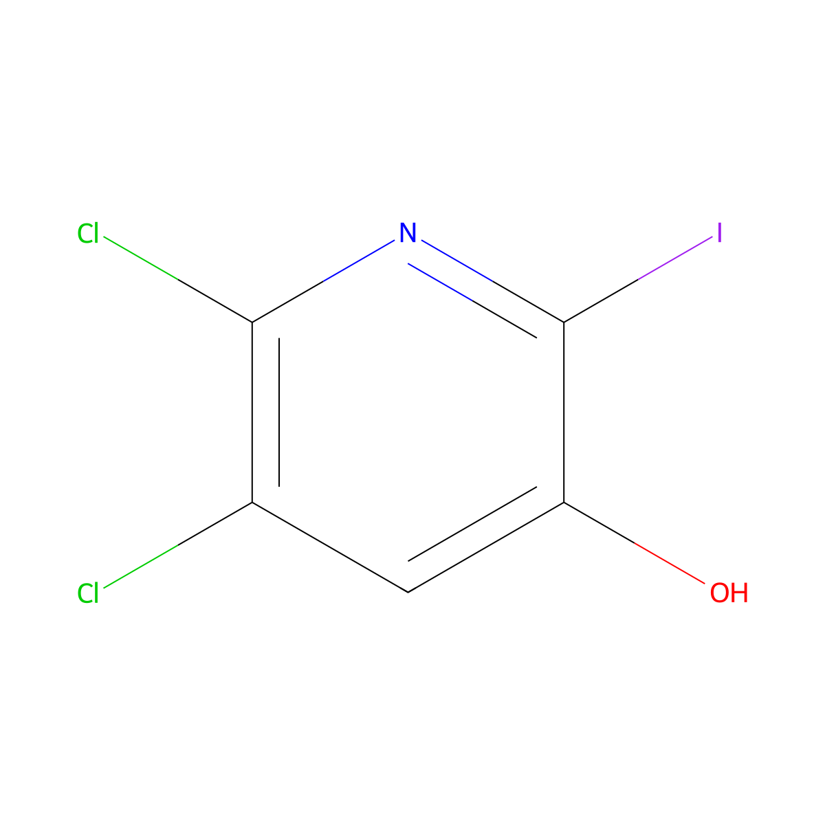 5,6-Dichloro-2-iodopyridin-3-ol molecular structure, CAS 188057-54-7