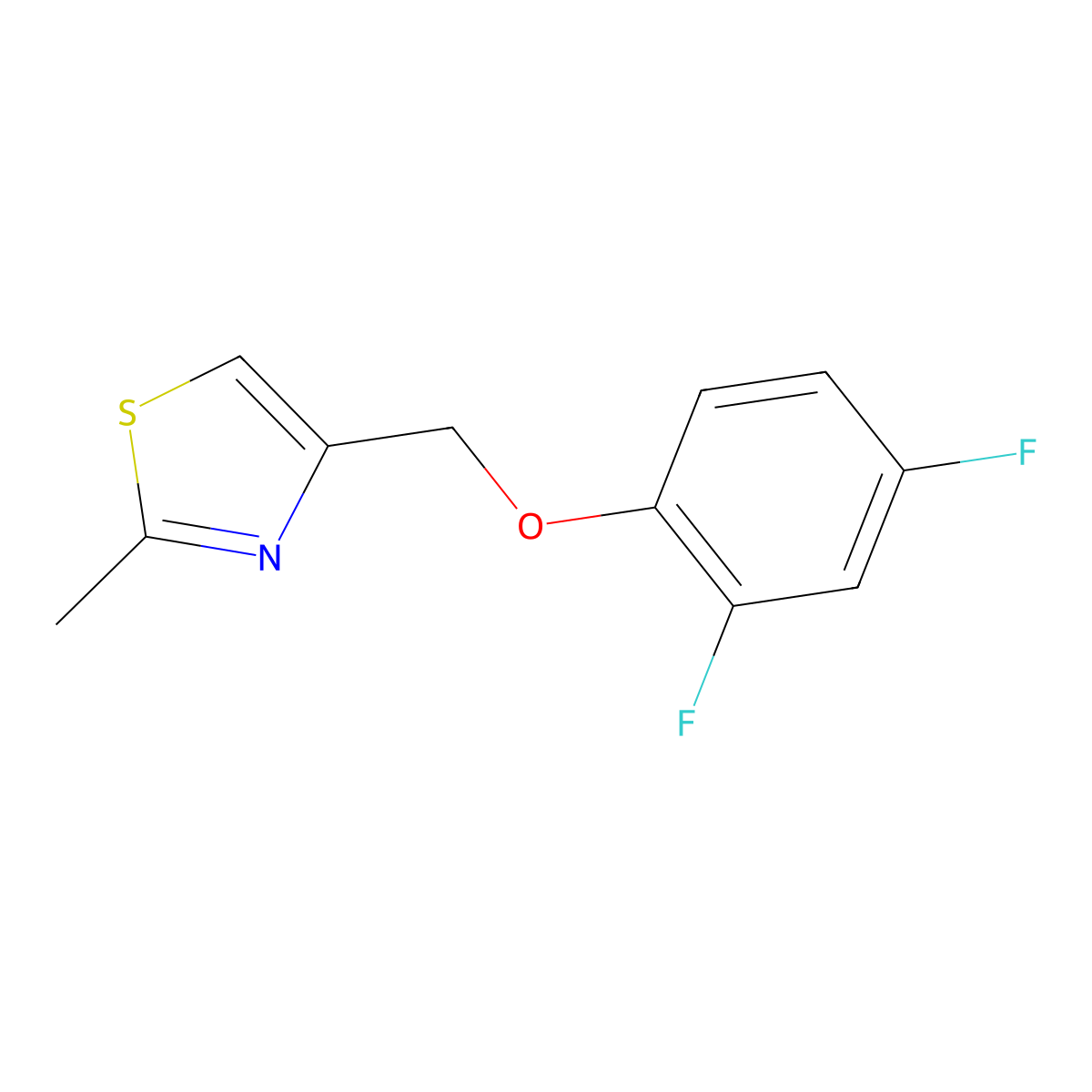 4-[(2,4-Difluorophenoxy)methyl]-2-methyl-1,3-thiazole molecular structure, CAS 1880591-68-3