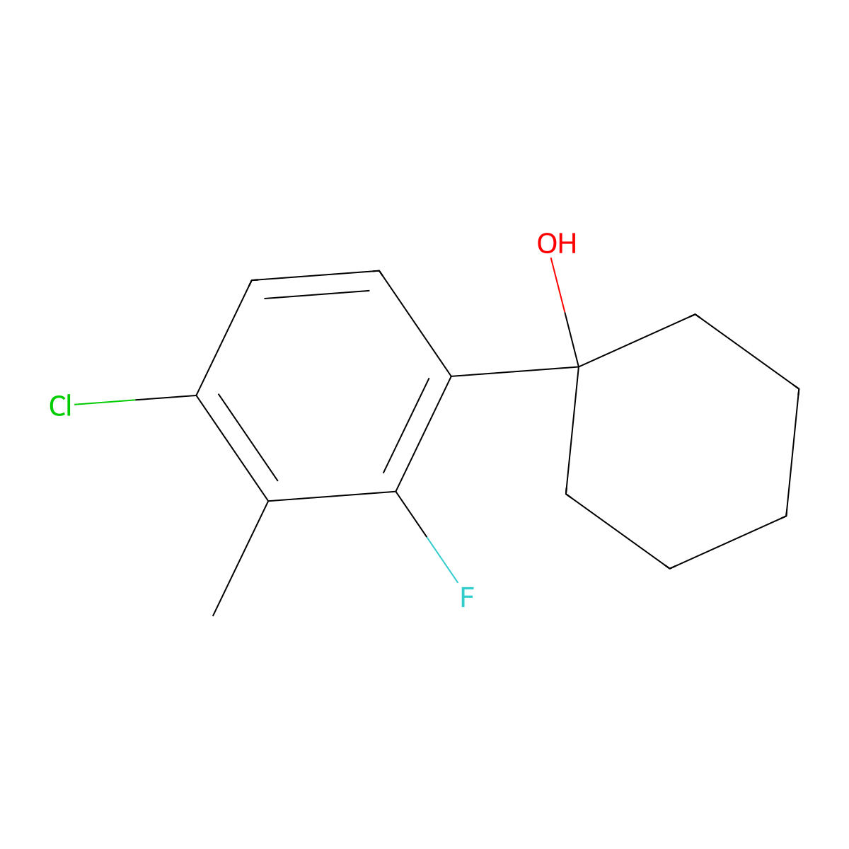 1-(4-Chloro-2-fluoro-3-methylphenyl)cyclohexanol molecular structure, CAS 1880664-89-0