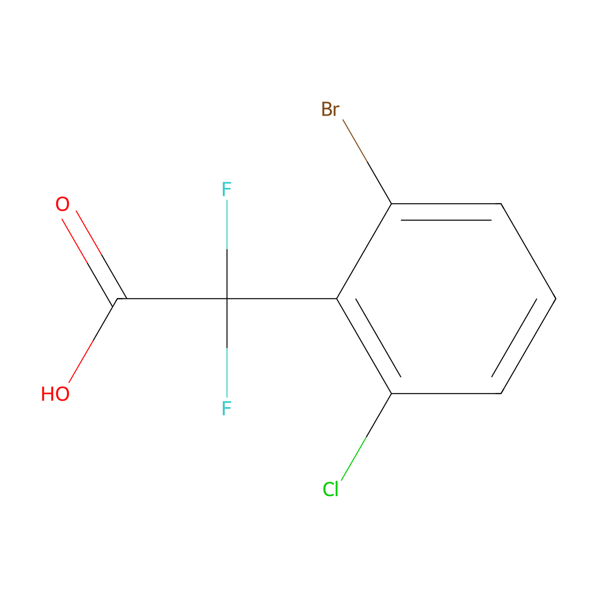 2-(2-Bromo-6-chlorophenyl)-2,2-difluoroacetic acid molecular structure, CAS 1880682-36-9