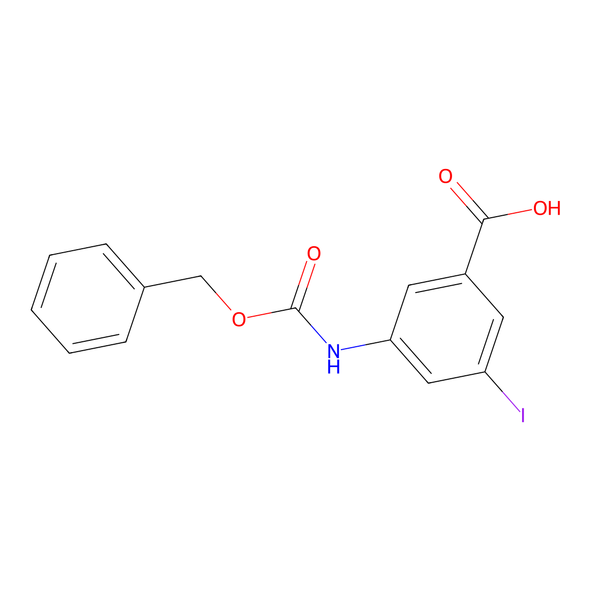 3-{[(Benzyloxy)carbonyl]amino}-5-iodobenzoic acid molecular structure, CAS 1880693-49-1