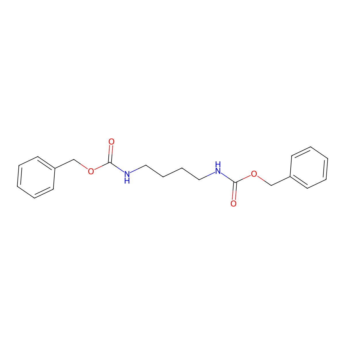 Dibenzyl butane-1,4-diyldicarbamate molecular structure, CAS 18807-69-7