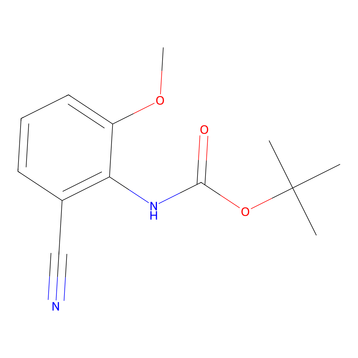 tert-butyl N-(2-cyano-6-methoxyphenyl)carbamate molecular structure, CAS 1880710-80-4