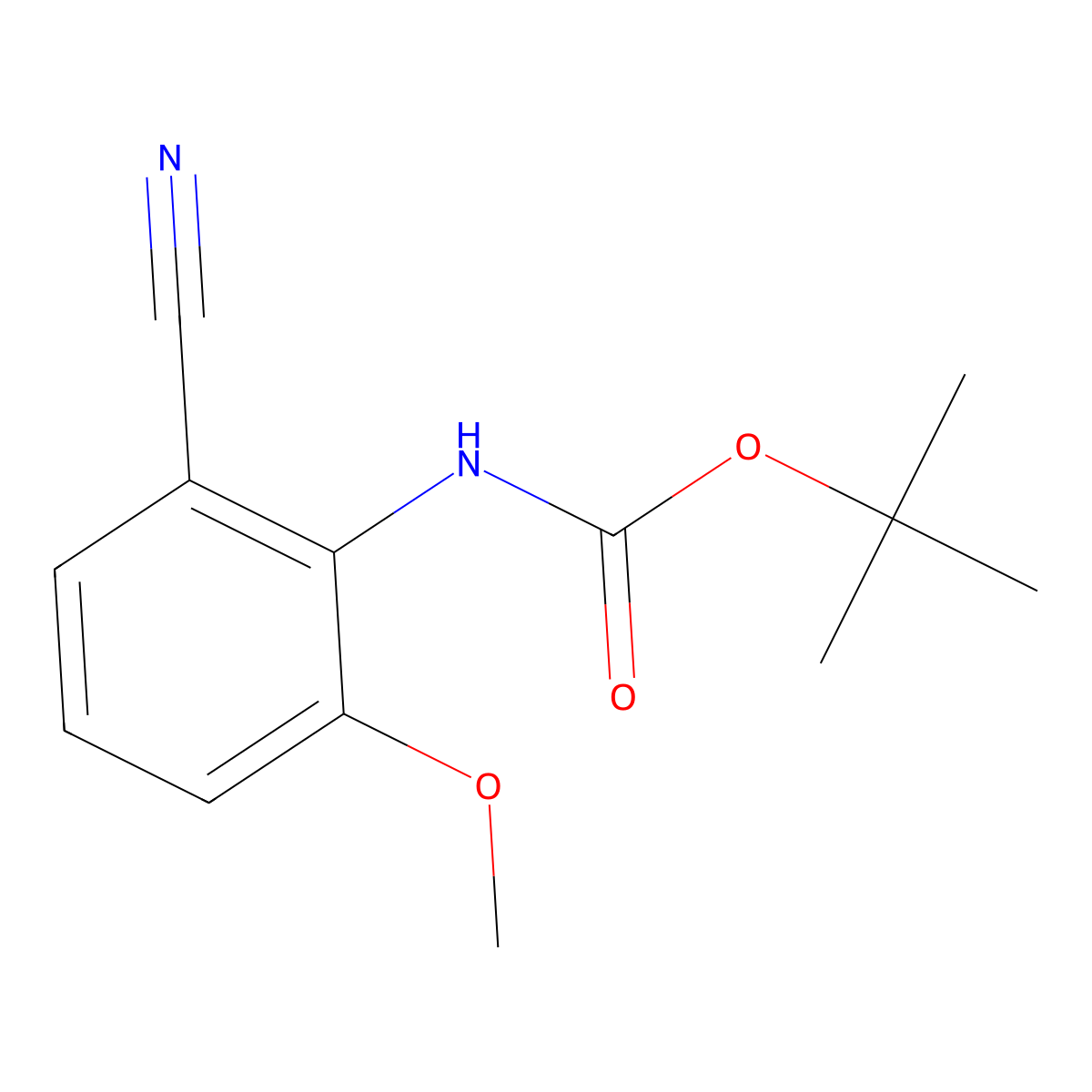 tert-butyl N-(2-cyano-6-methoxyphenyl)carbamate molecular structure, CAS 1880710-80-4