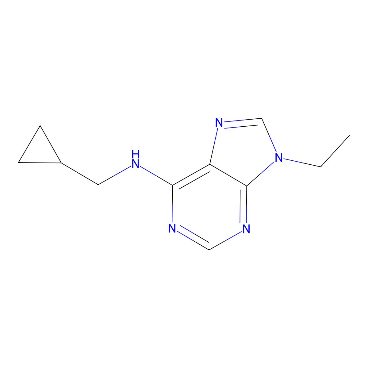 N-(cyclopropylmethyl)-9-ethyl-9H-purin-6-amine molecular structure, CAS 1880730-17-5