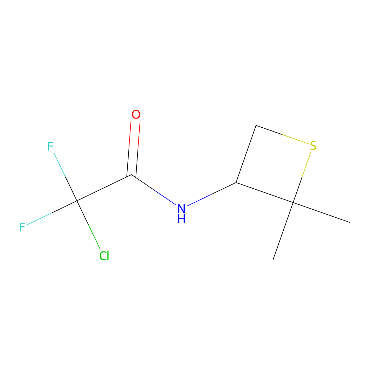 2-Chloro-N-(2,2-dimethylthietan-3-yl)-2,2-difluoroacetamide molecular structure, CAS 1880747-46-5
