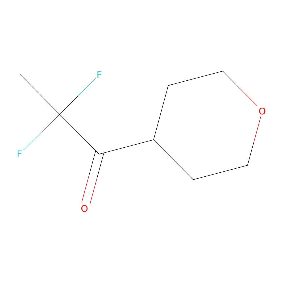 2,2-Difluoro-1-(oxan-4-yl)propan-1-one molecular structure, CAS 1880752-09-9