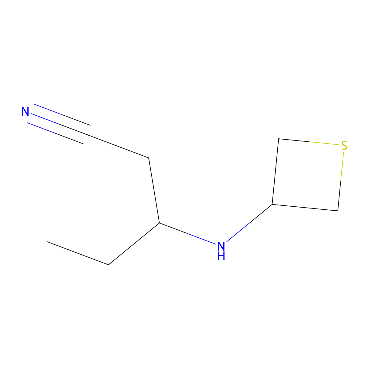 3-(Thietan-3-ylamino)pentanenitrile molecular structure, CAS 1880760-25-7