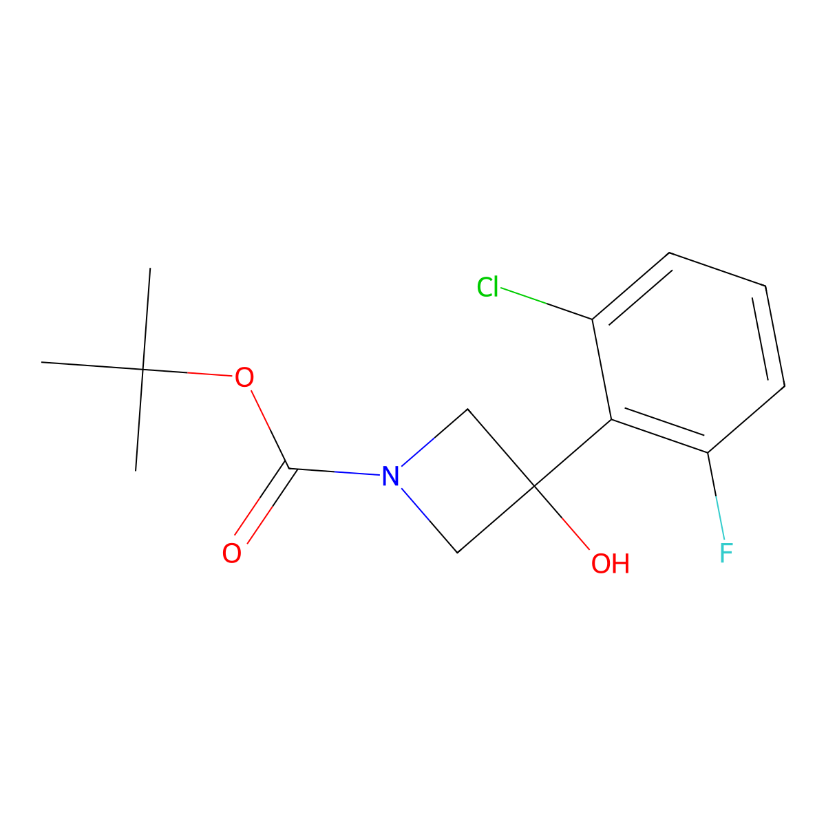 Tert-butyl 3-(2-chloro-6-fluorophenyl)-3-hydroxyazetidine-1-carboxylate molecular structure, CAS 1880782-78-4