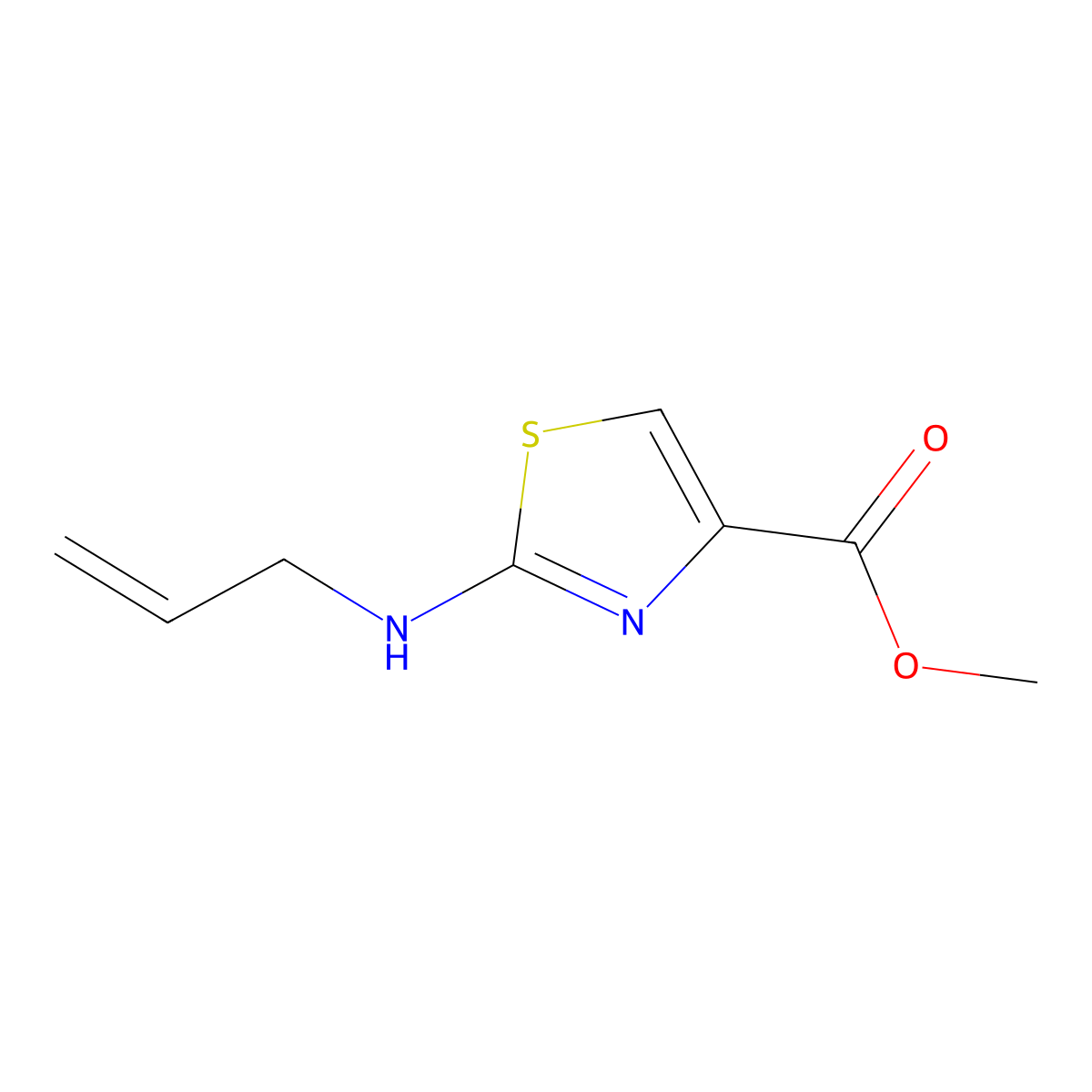 Methyl 2-[(prop-2-en-1-yl)amino]-1,3-thiazole-4-carboxylate molecular structure, CAS 1880792-34-6