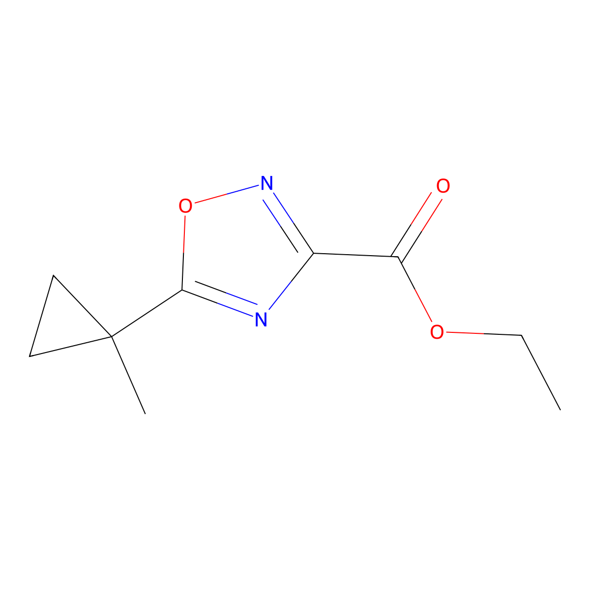 Ethyl 5-(1-methylcyclopropyl)-1,2,4-oxadiazole-3-carboxylate molecular structure, CAS 1880822-88-7