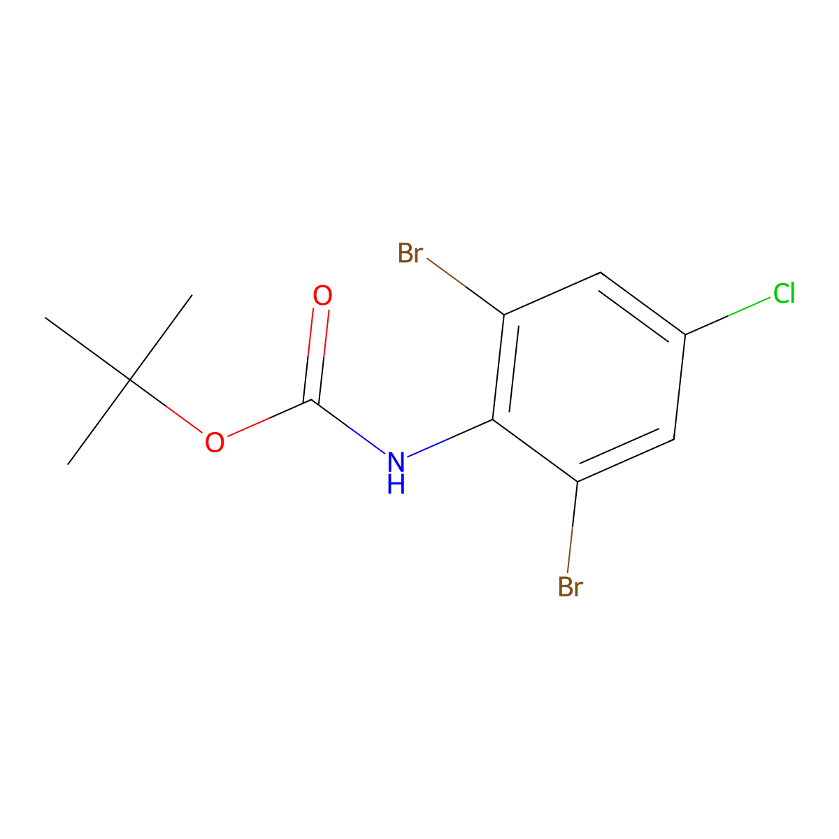 tert-butyl N-(2,6-dibromo-4-chlorophenyl)carbamate molecular structure, CAS 1880853-40-6