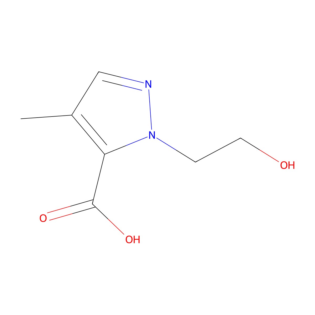 1-(2-hydroxyethyl)-4-methyl-1H-pyrazole-5-carboxylicacid molecular structure, CAS 1880872-94-5
