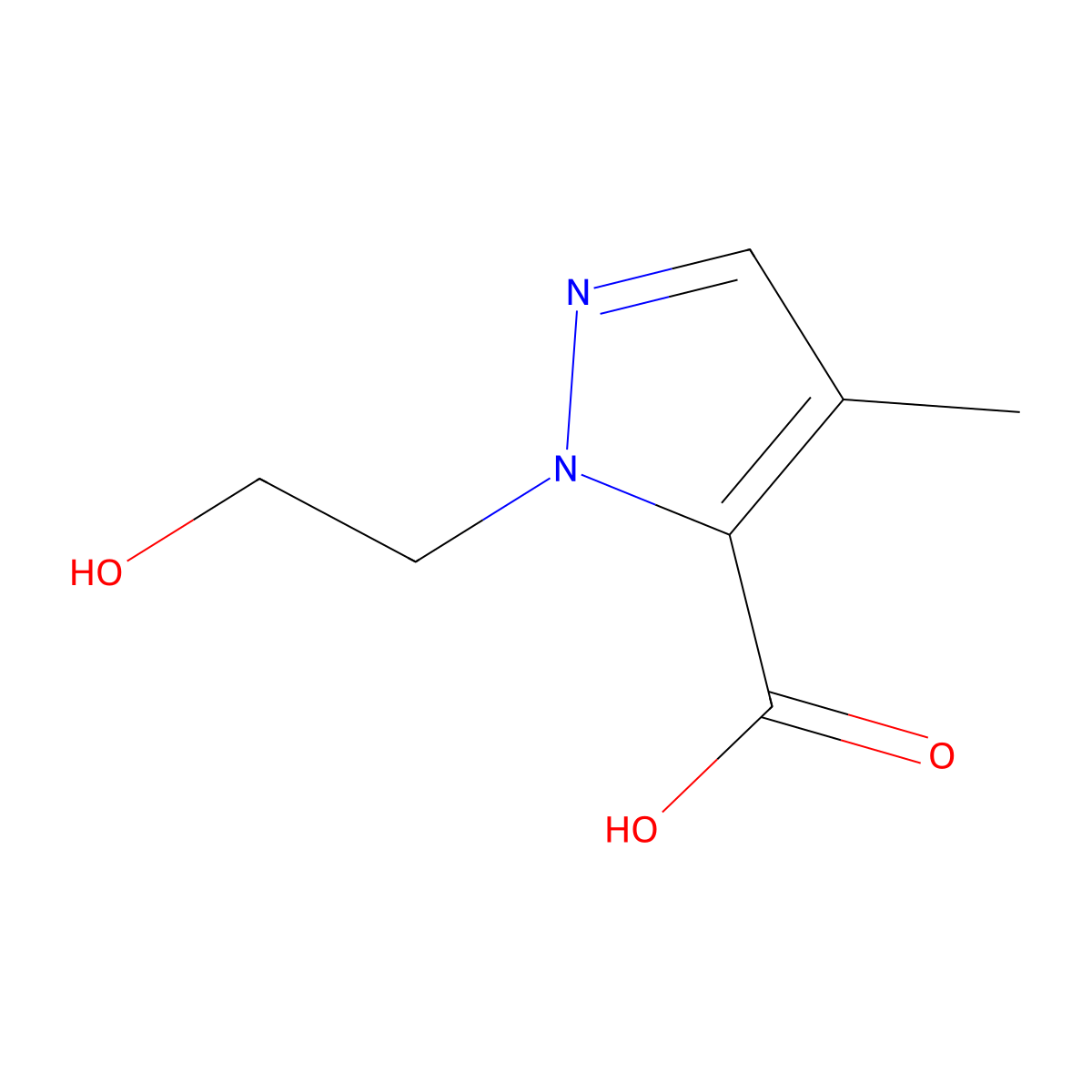 1-(2-hydroxyethyl)-4-methyl-1H-pyrazole-5-carboxylicacid molecular structure, CAS 1880872-94-5