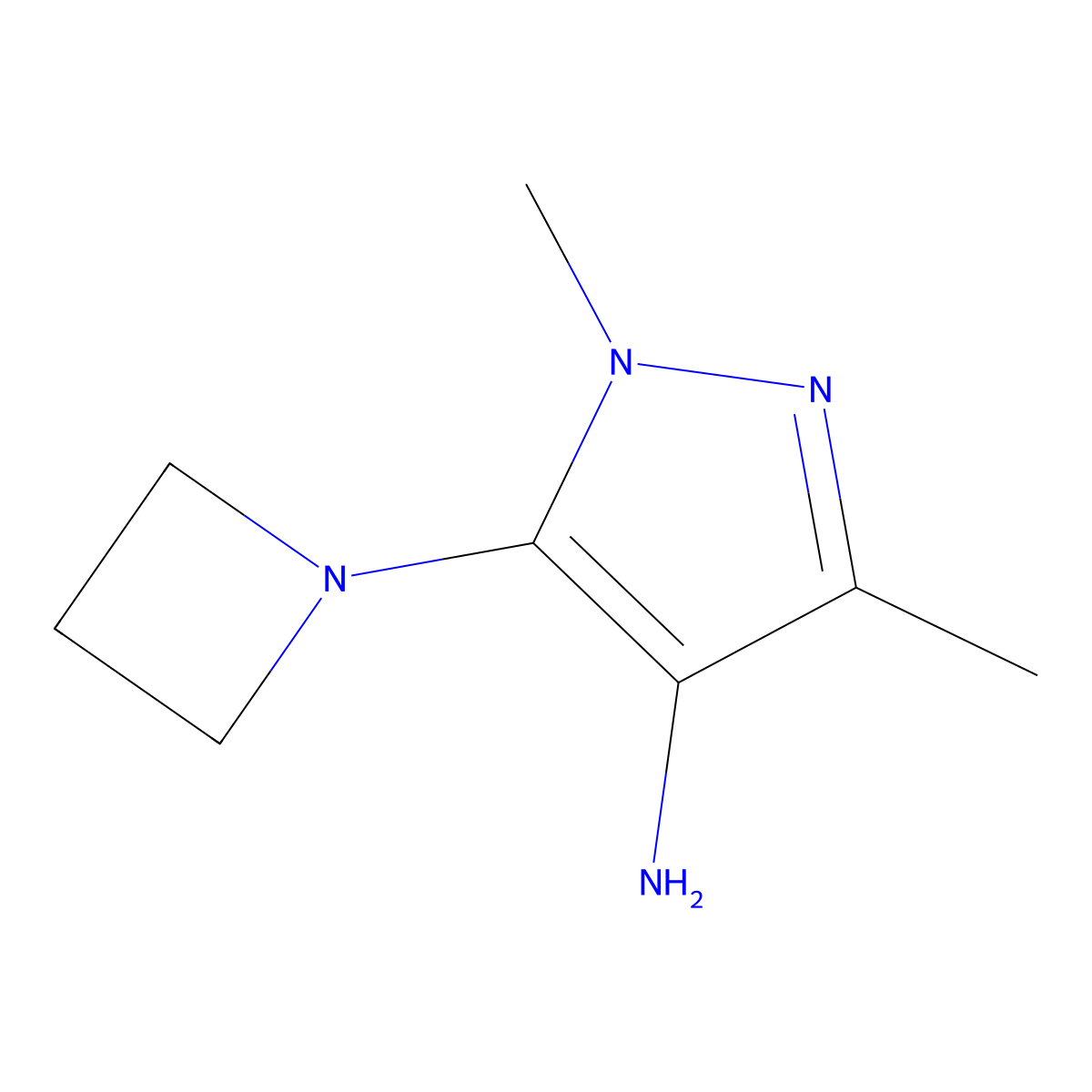 5-(azetidin-1-yl)-1,3-dimethyl-1H-pyrazol-4-amine molecular structure, CAS 1880881-54-8