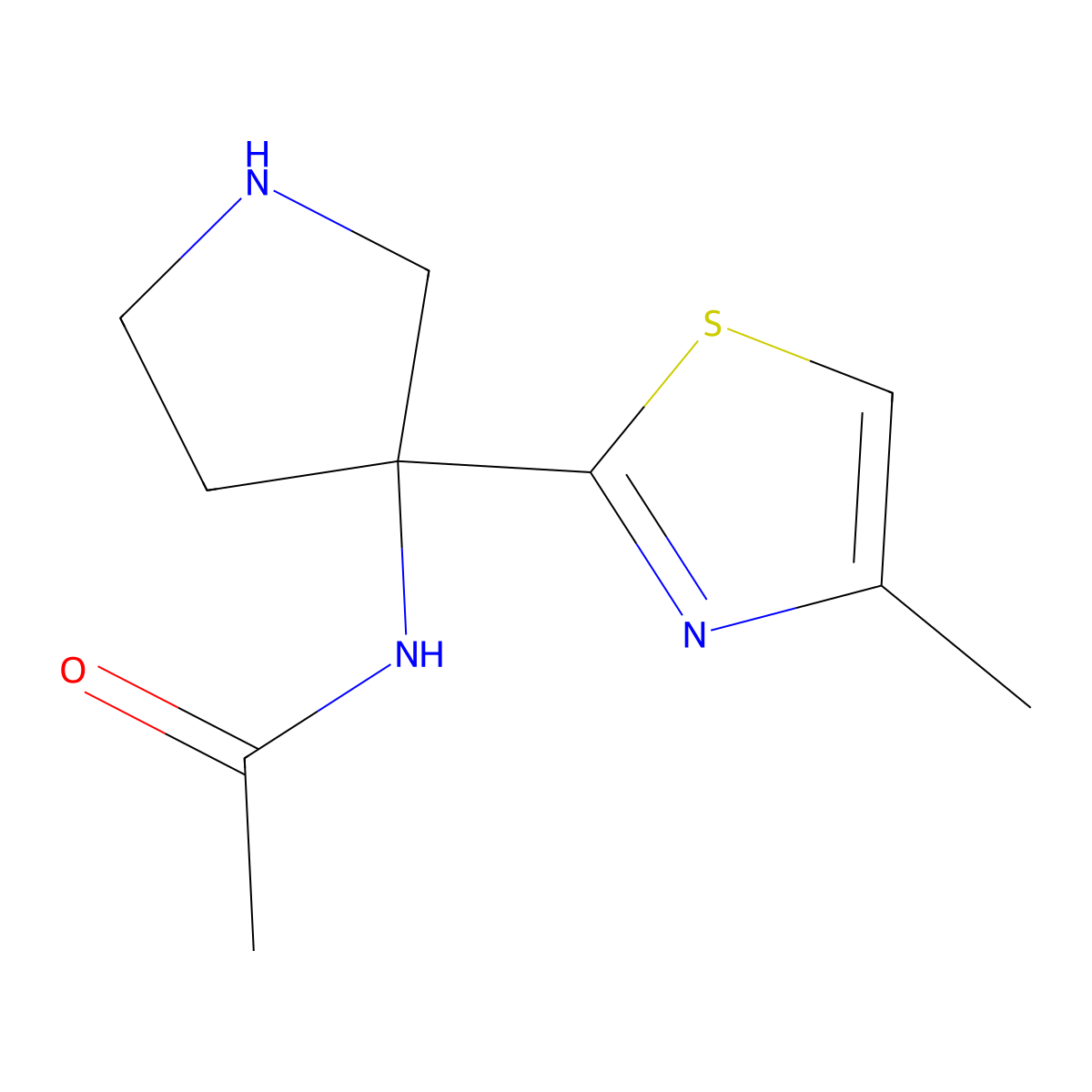 N-[3-(4-methyl-1,3-thiazol-2-yl)pyrrolidin-3-yl]acetamide molecular structure, CAS 1880910-78-0