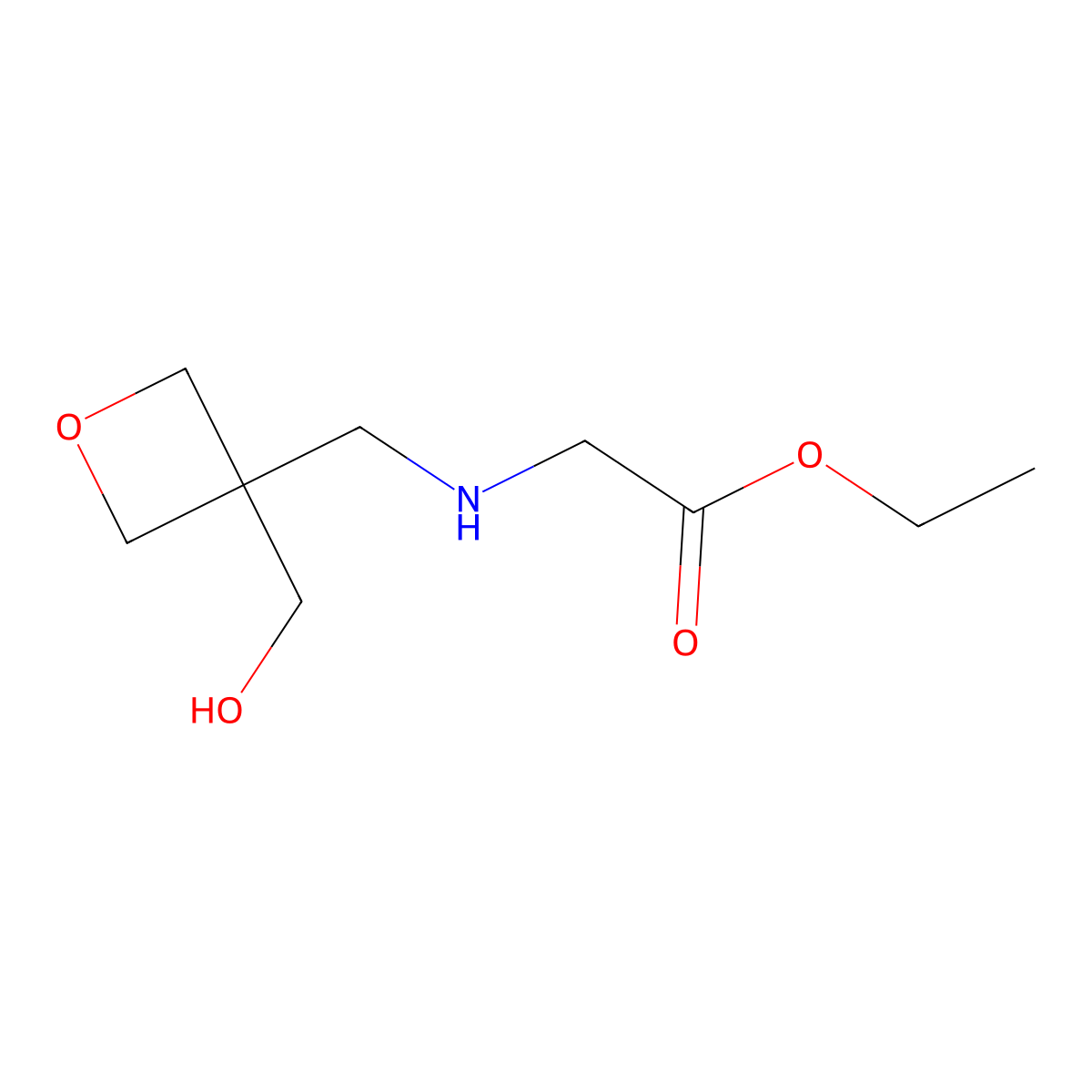 Ethyl 2-({[3-(hydroxymethyl)oxetan-3-yl]methyl}amino)acetate molecular structure, CAS 1880961-51-2
