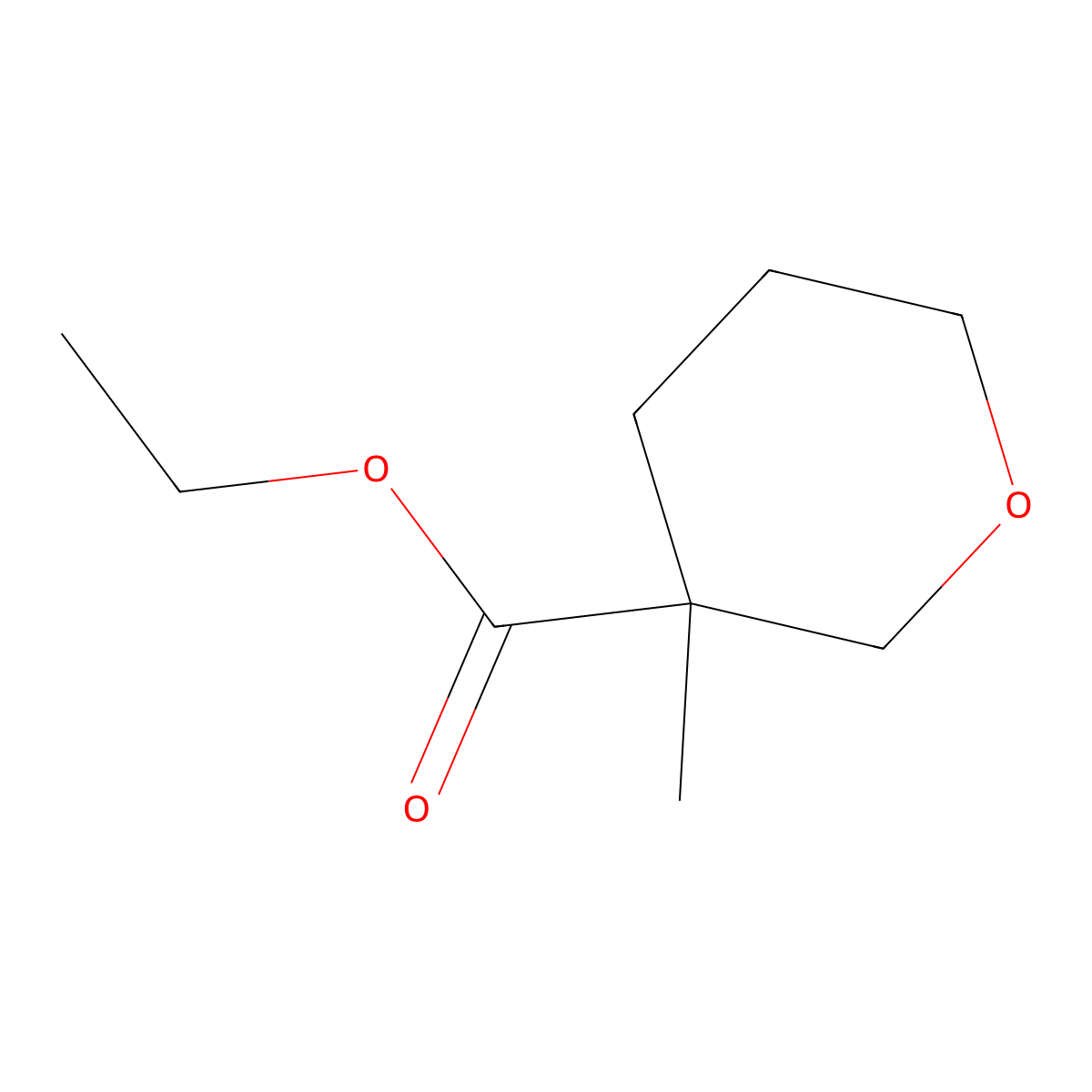 3-Methyl-tetrahydro-pyran-3-carboxylic acid ethyl ester molecular structure, CAS 1880985-76-1