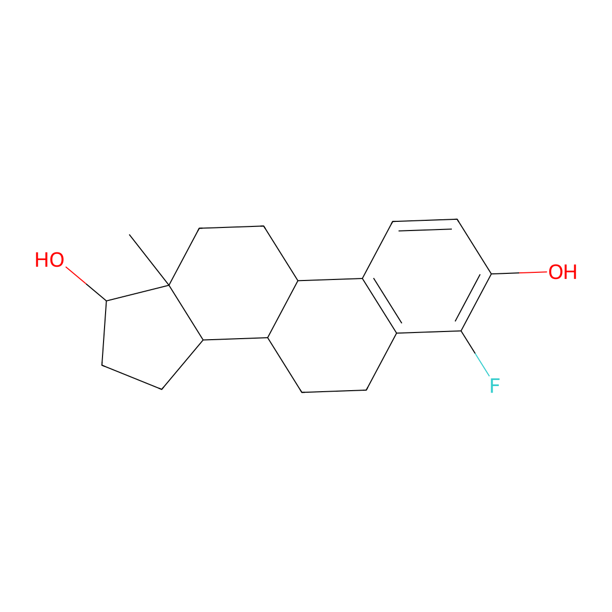 (17beta)-4-Fluoroestra-1,3,5(10)-triene-3,17-diol molecular structure, CAS 1881-37-4