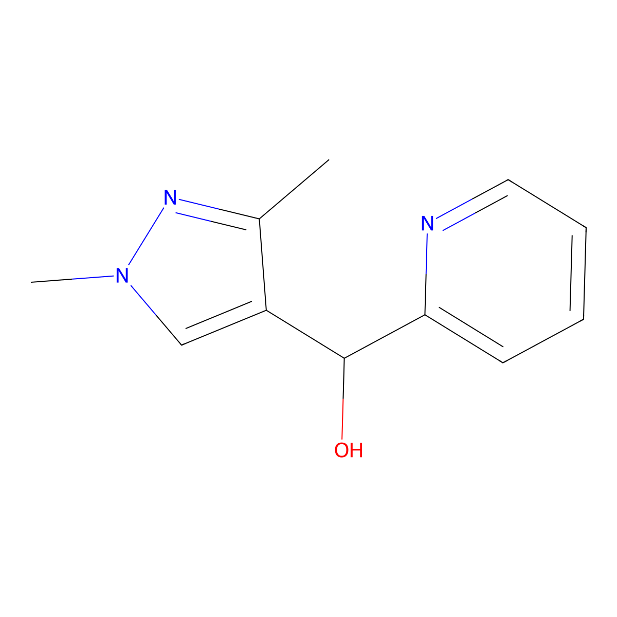 (1,3-dimethyl-1H-pyrazol-4-yl)(pyridin-2-yl)methanol molecular structure, CAS 1881052-94-3