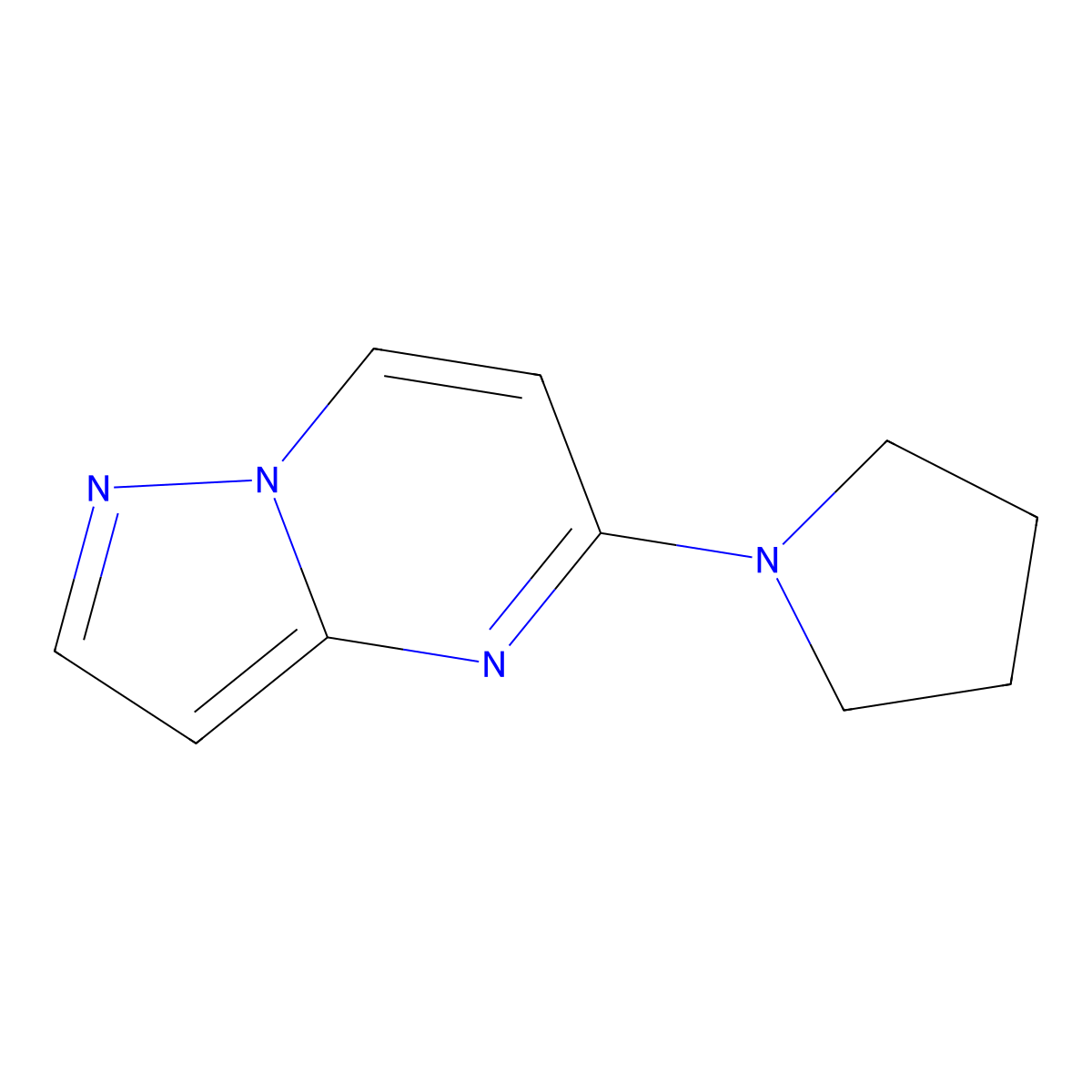 1-{Pyrazolo[1,5-a]pyrimidin-5-yl}pyrrolidine molecular structure, CAS 1881057-24-4