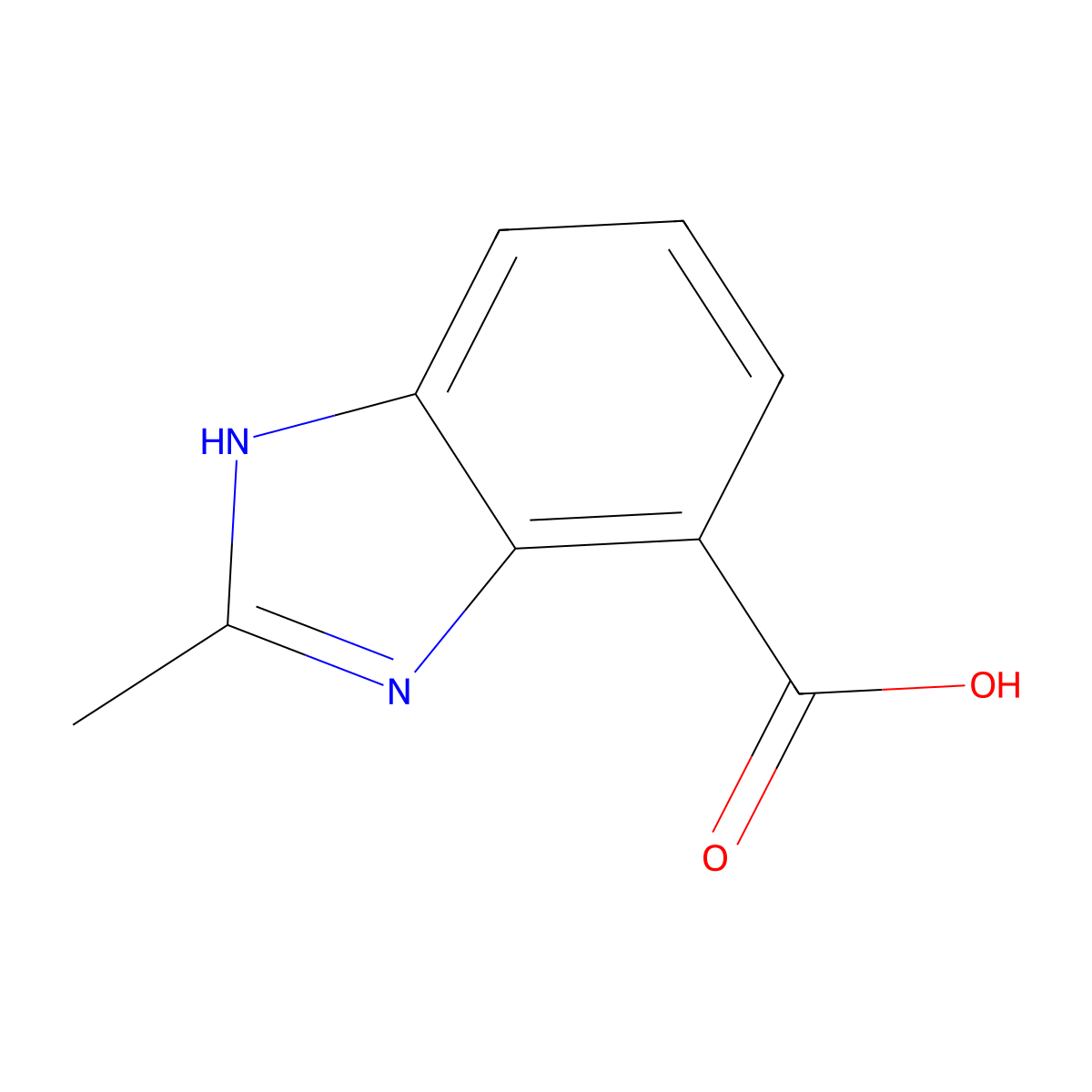 2-methyl-1H-1,3-benzodiazole-4-carboxylic acid molecular structure, CAS 188106-94-7