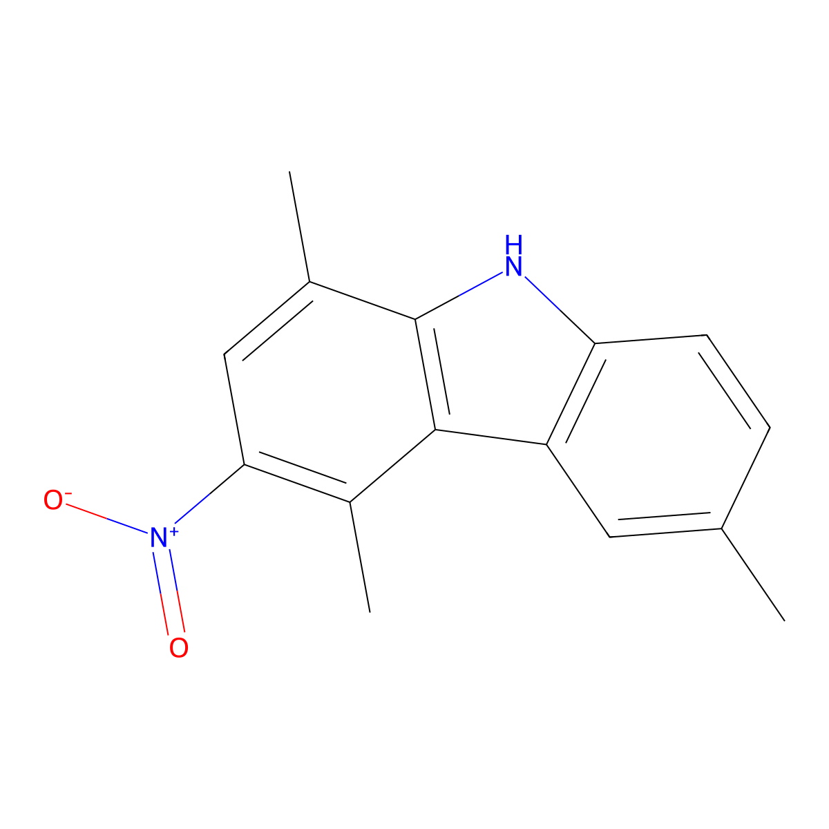 1,4,6-Trimethyl-3-nitrocarbazole molecular structure, CAS 188107-72-4